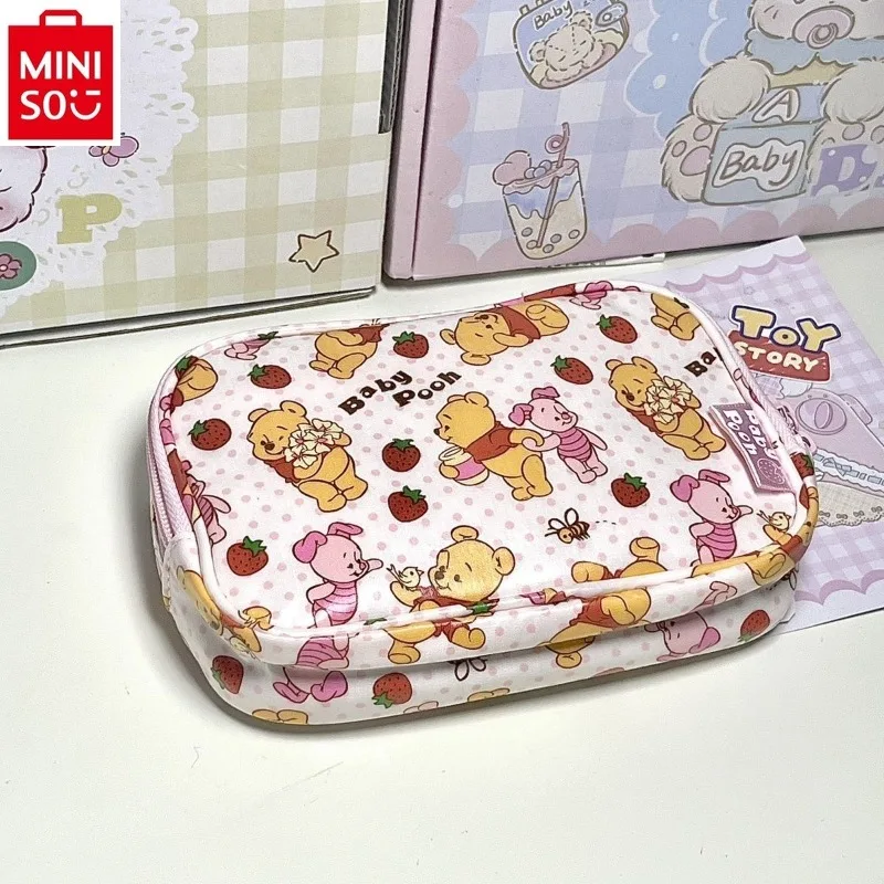 Miniso Disney Aufbewahrung tasche Cartoon Winnie Bär Make-up Tasche Student niedlichen Druck große Kapazität Briefpapier Handtasche