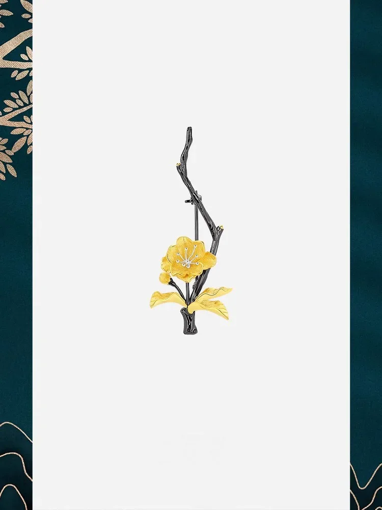 Begonia S925 Broche de plata Broche delicado de alta gama para mujer Pin Light Luxury Premium