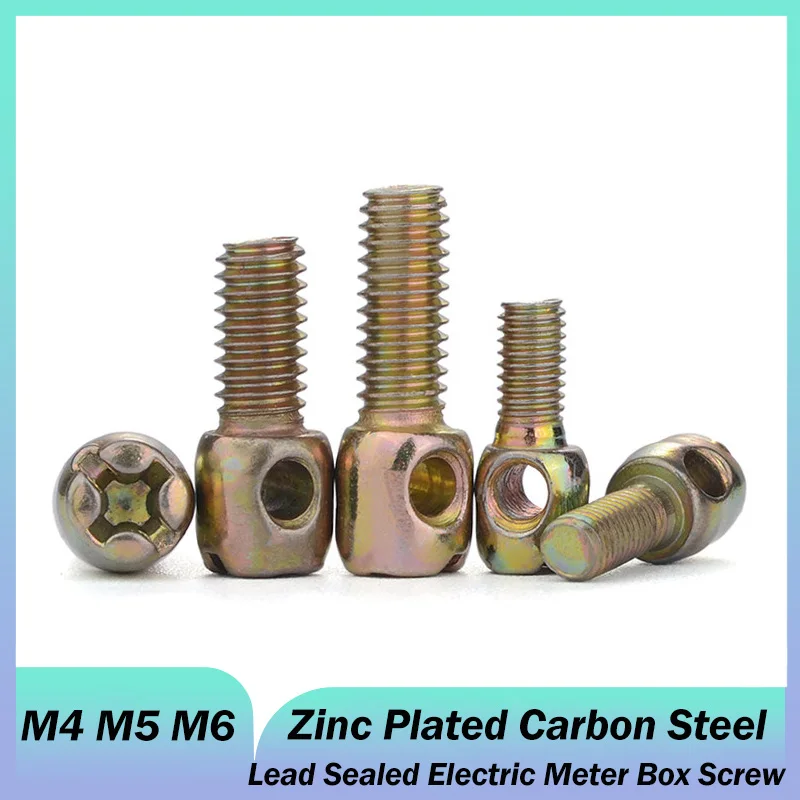 Full Thread/Half Thread M3 M4 Zinc Plated Carbon Steel Lead Sealed Screw Electric Meter Box Screw With Hole Cross Bolt L:6-60mm