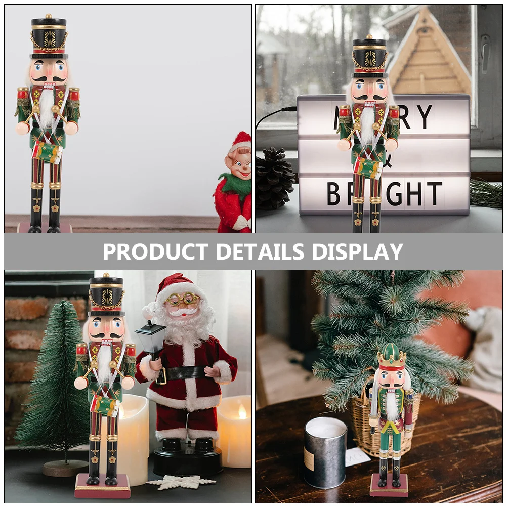 

2pcs Wooden Nutcracker Decor Christmas Nutcrackers Figures Holiday Decoration Craft Ornament For Party Room Xmas Theme
