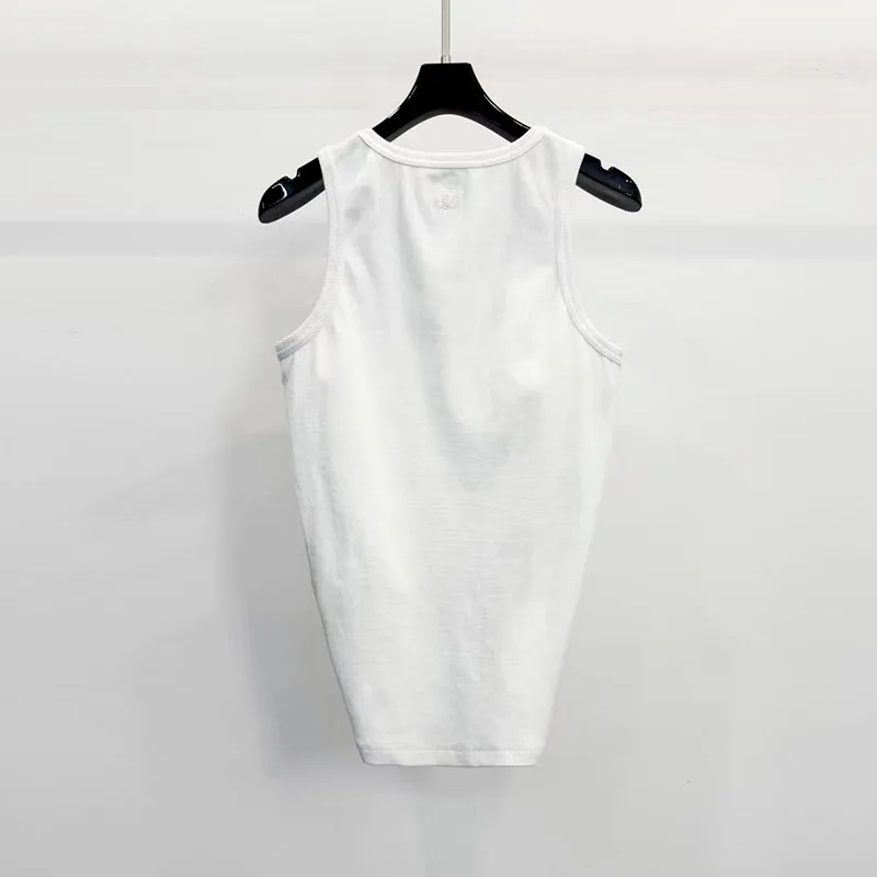Women's vest New elastic knitted slim fit sleeveless top for summer 2026 pure cotton T-shirt round neck Tank top Crop top corset