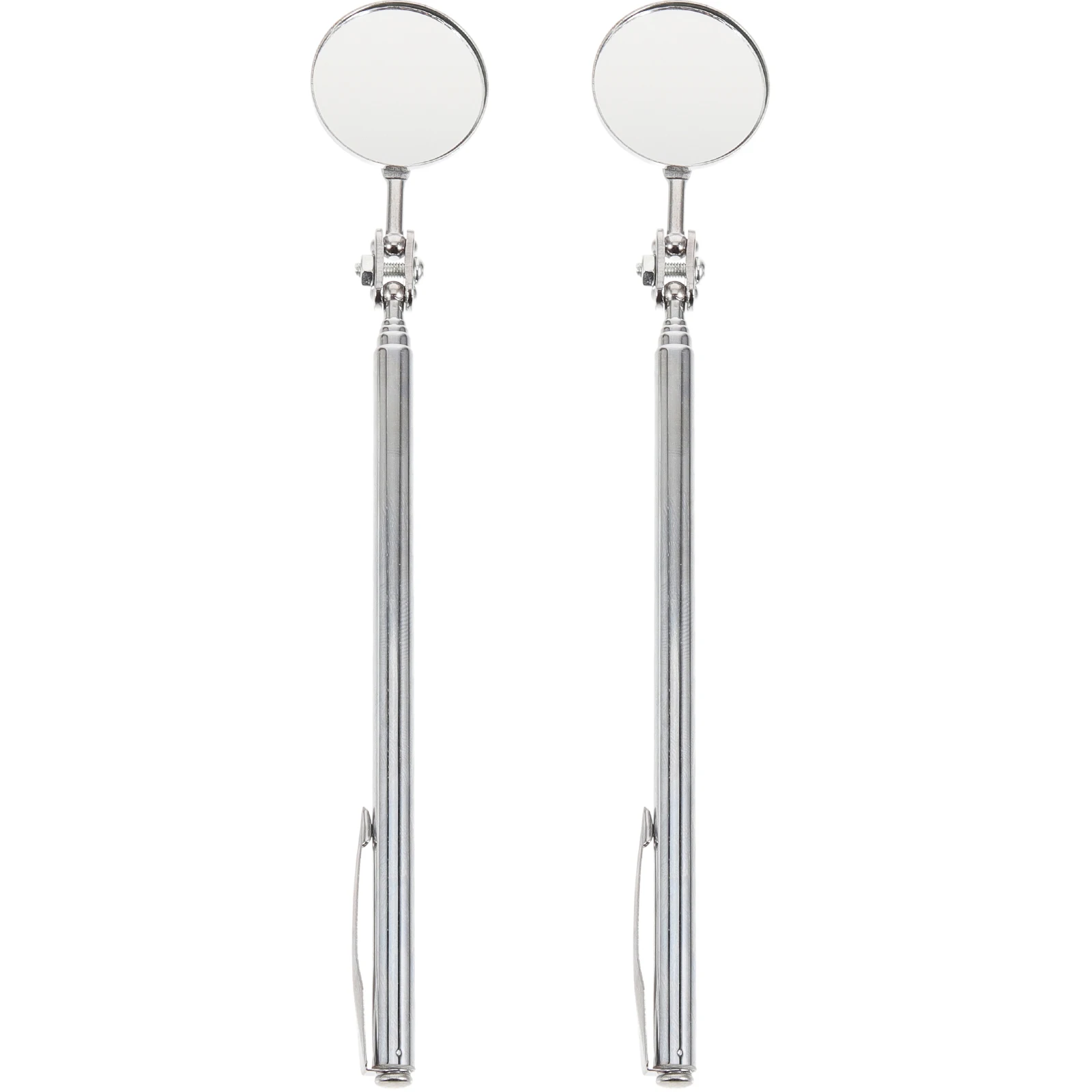 

2Pcs Telescopic Inspection Mirror 25mmx50mm Swivel Stainless Steel Round Square for Vehicle Repair Mechanics