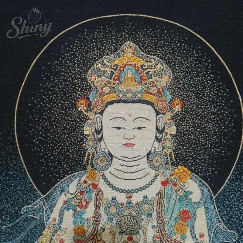 Water Moon Guanyin Embroidered Thangka Buddhism Buddha Religion Prints Wall Pictures Church Room Art Canvas Painting Unframed