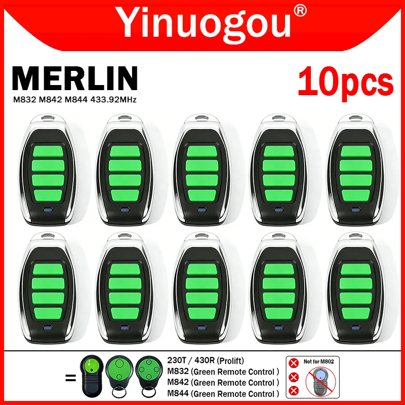 MERLIN Garage Door Remote Control MERLIN M832 M842 M844 Prolift 230T 430R Remote Control Garage Door Opener Controller 433.92MHz