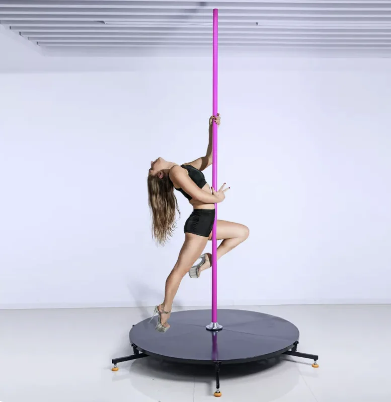 Portable Dance Pole Platform Round for Yoga Fitness and Movable Stage, Home School Gym Weight Loss Performance and Exercise Use