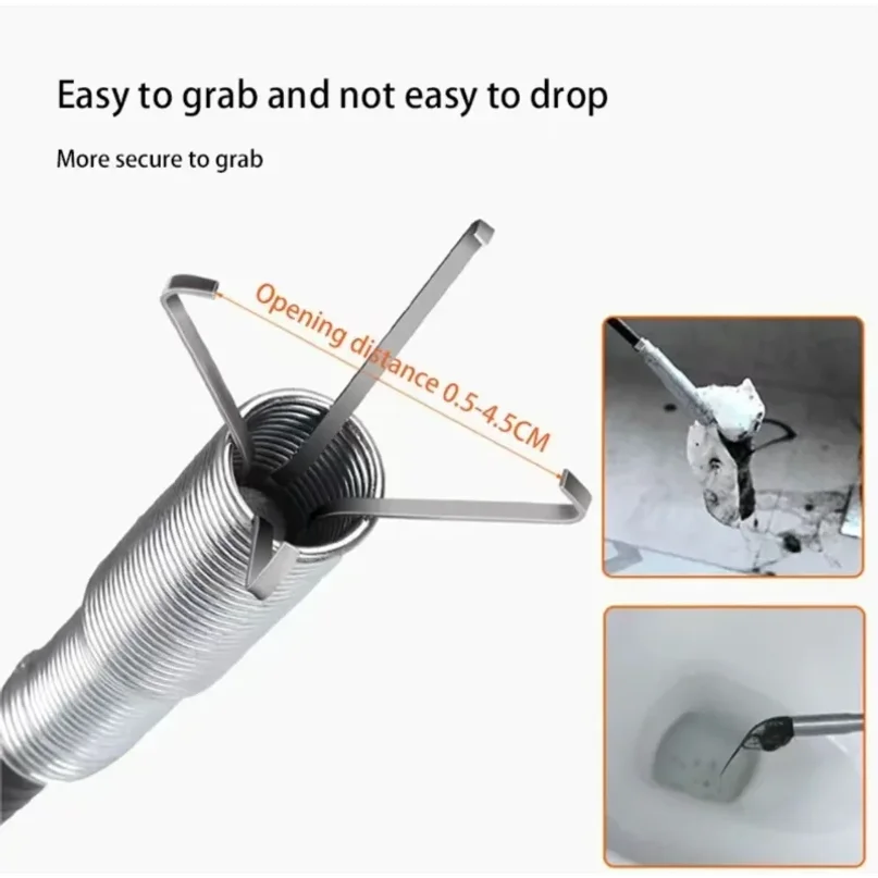 60cm Spring Pipe Dredging Tools, Drain Snake, Drain Cleaner Sticks Clog Remover Cleaning Household for KitchenBending sink tool