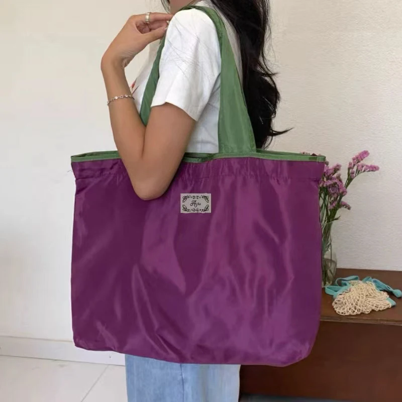 Foldable Shoulder Bag Fashion Waterproof Large Capacity Shopping Bag Storage Bag