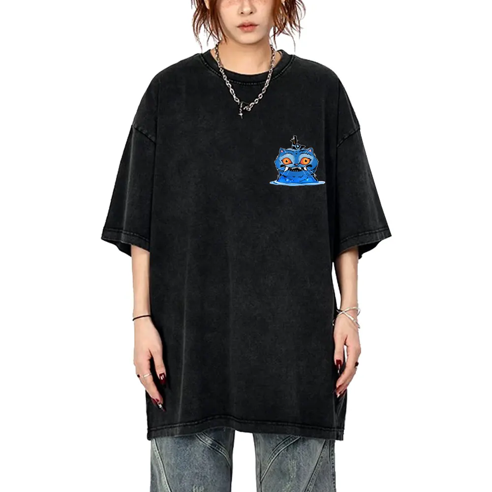 

Movie KPop Demon Hunters Derpy Tiger Washed Vintage T-shirt Men Women Cartoon Oversized T Shirts Male Casual Cotton Tshirt Tops