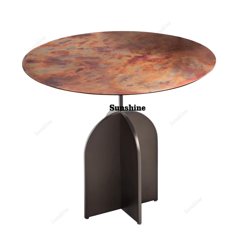 italian metal pallet side table antique round coffee table modern luxury living room villa furniture