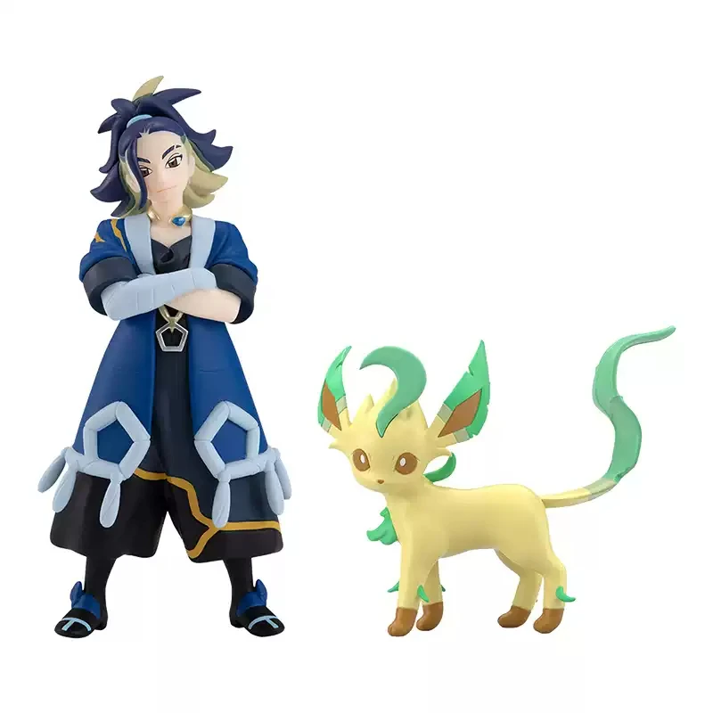 BANDAI Original Pokemon Animation Game Peripheral Toy SCALE WORLD Adaman Leafeon Anime Action Model Figures Collection
