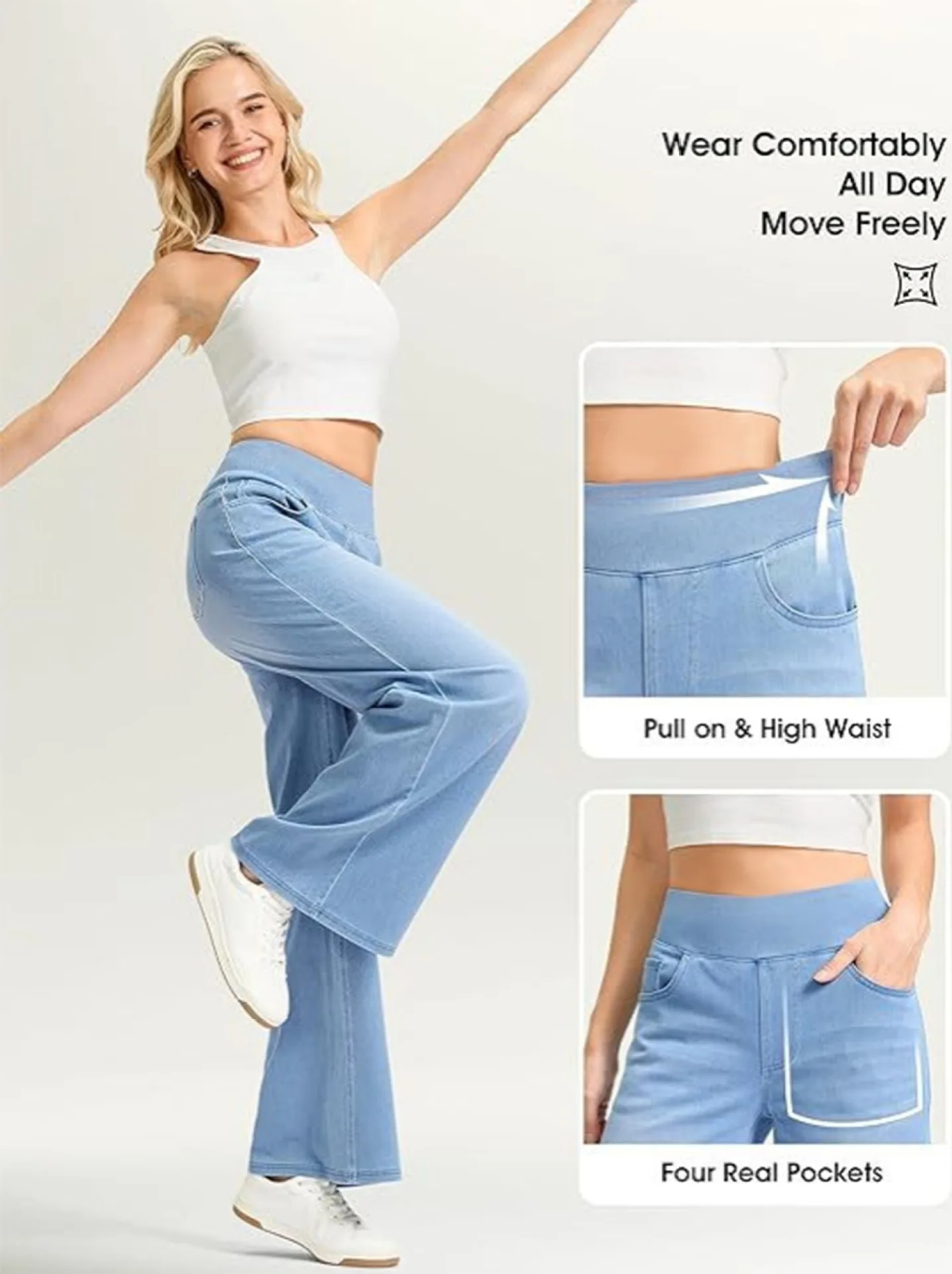lus Size Women Jeans Slim Flare Jeans 140KG 9XL 8XL High Waist Elastic Waist 7XL Wide Leg Oversized Trousers Bootcut Denim Pants view 5
