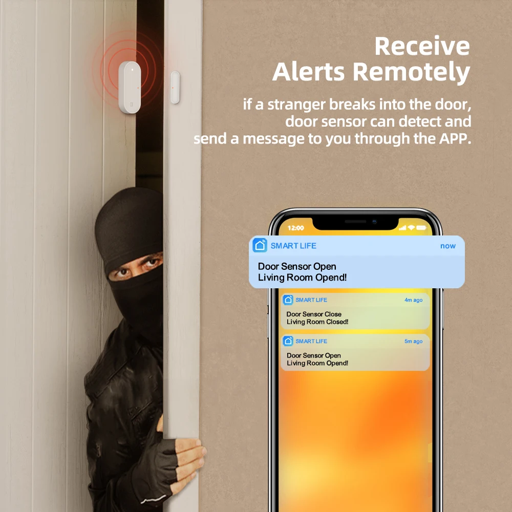 AVATTO Tuya ZigBee/WiFi Door Sensor Smart Door Open/Closed Wireless Detectors Window Sensor APP Works With Alexa Google Home