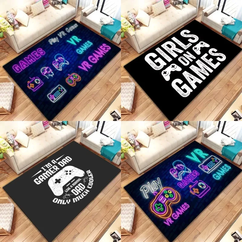 Gamer Carpet Funny Black Game Controller Mats for Children Soft Rug Room Gaming Anime Gamer Chair Rug Large Rug Living Room Boys