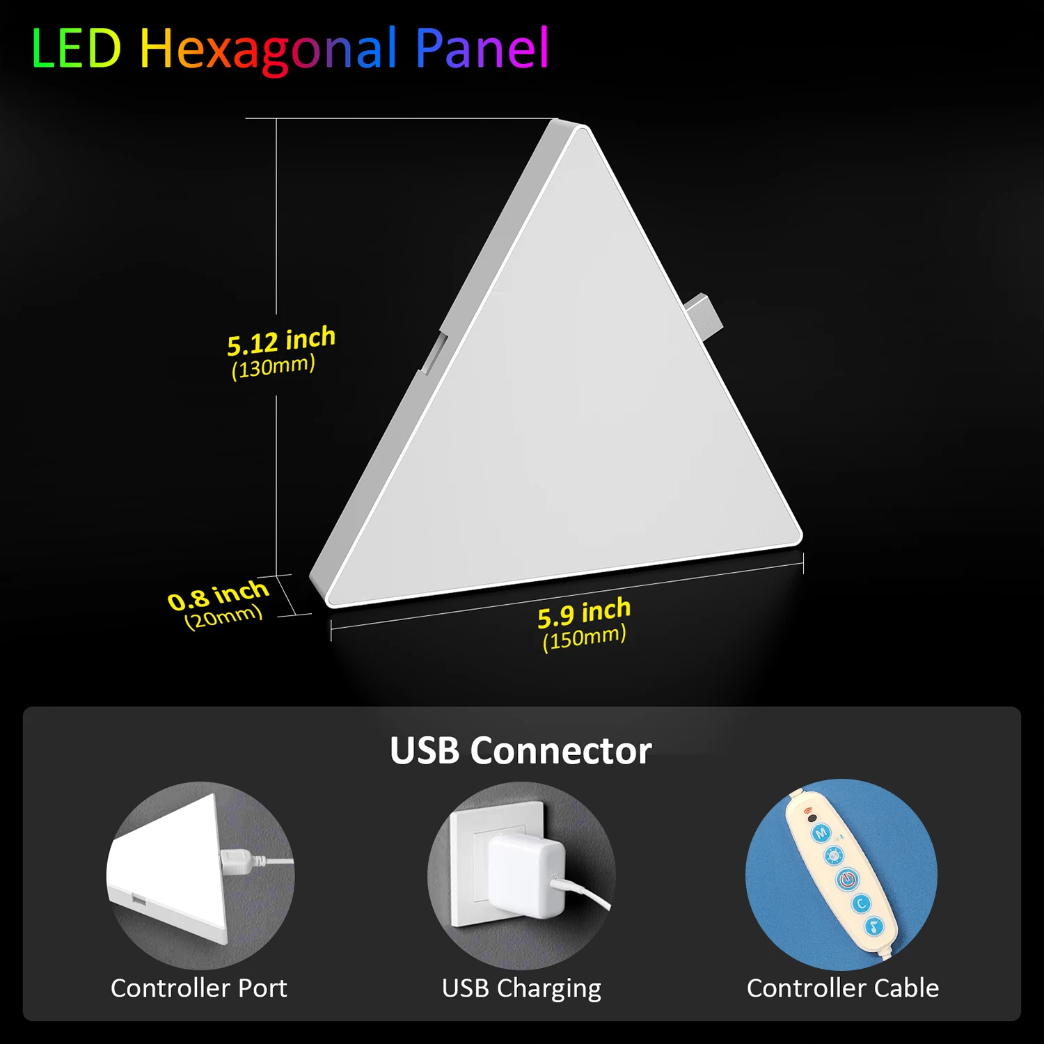 Big LED Smart Triangule Lamp RGB Wall Lights APP Music Rhythm Background Light Game Room Bedroom Bedside Night Light Decoration