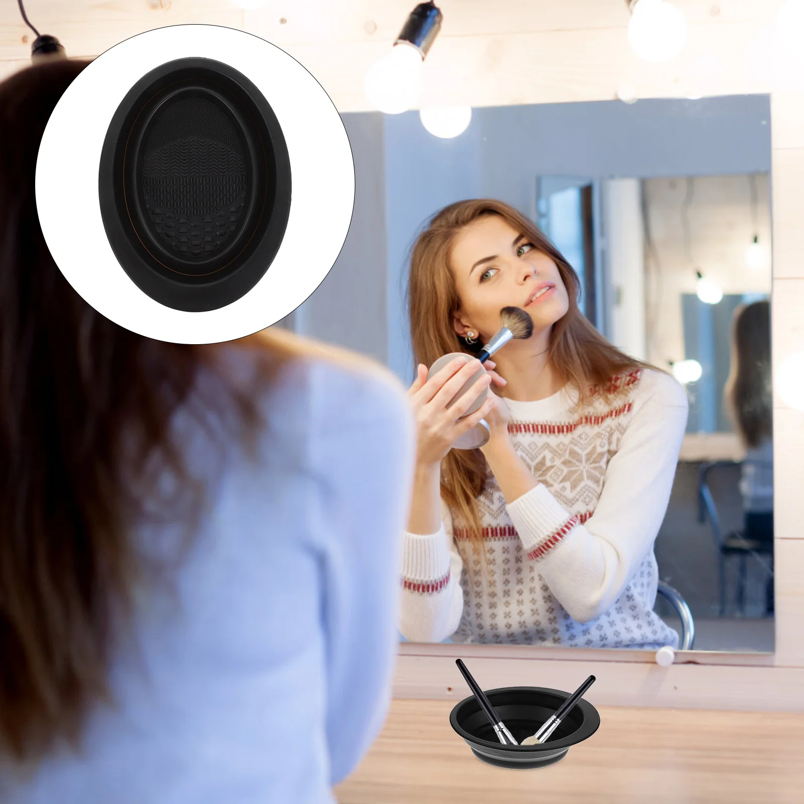 Tampone per pulizia riutilizzabile per pennelli per trucco Ciotola in silicone con superficie convessa per ombretto Strumenti per sopracciglia Lavatrice delicata sulle setole