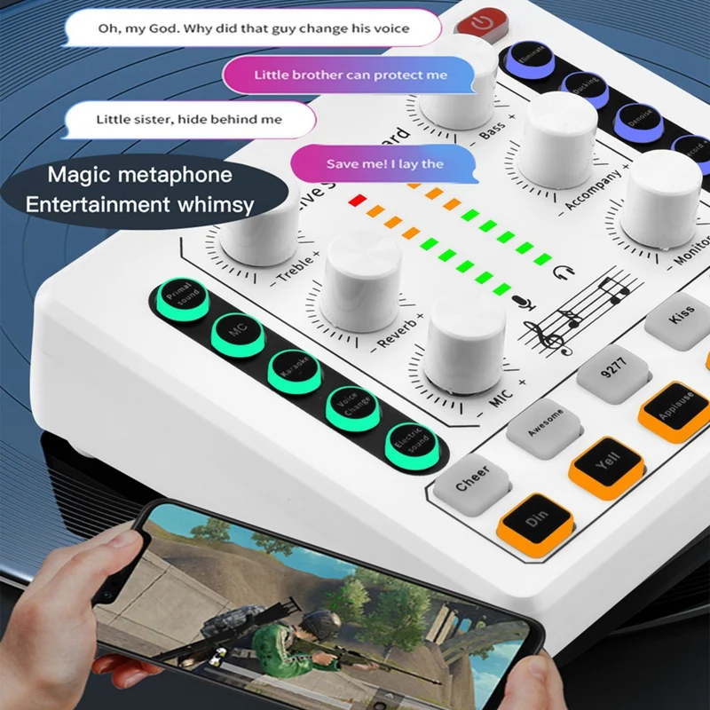 Witte Live Geluidskaart M8 Draadloze Bluetooth Audio Mixer Digitale Mixer Ruisonderdrukking Live Streaming Uitzending Podcasting