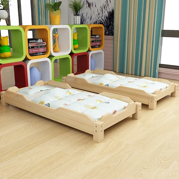 Cama infantil de madeira, mobília para jardim de infância, creche, atacado