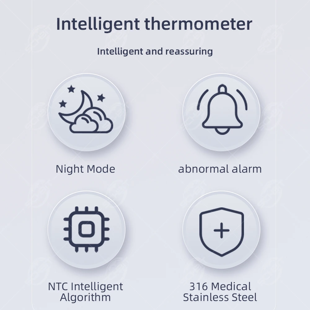 Smart Bluetooth Thermometer - Continuous Infant Temperature Monitoring Remote Temperature Tracking High and Low Fever Alerts