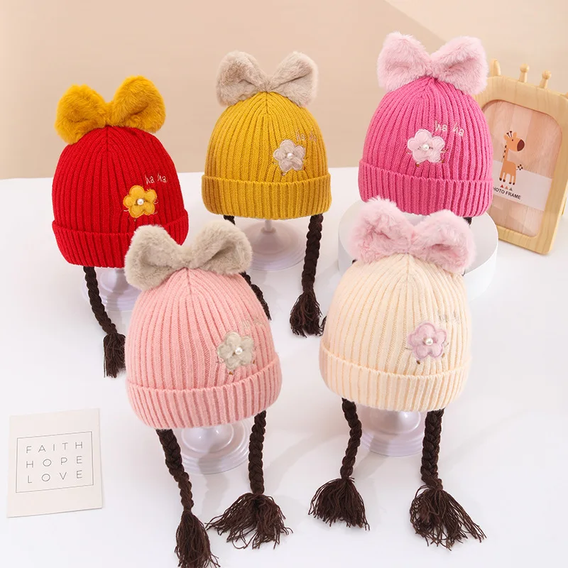 Baby Girl Babies' New Children's Autumn and Winter Warm Hat Knitted Woolen Cap