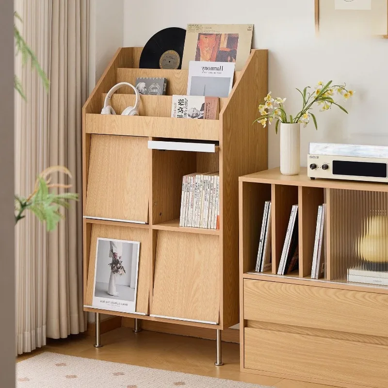 Simple magazine cabinet, Japanese-style living room study bookcase, sofa small apartment log storage locker