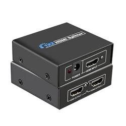 1080P HDMI Splitter 1 in 2 out Duplicate Display Amplifier HDMI Video Distributor 1 Source to 2 Display for Loptop PC TV Monitor