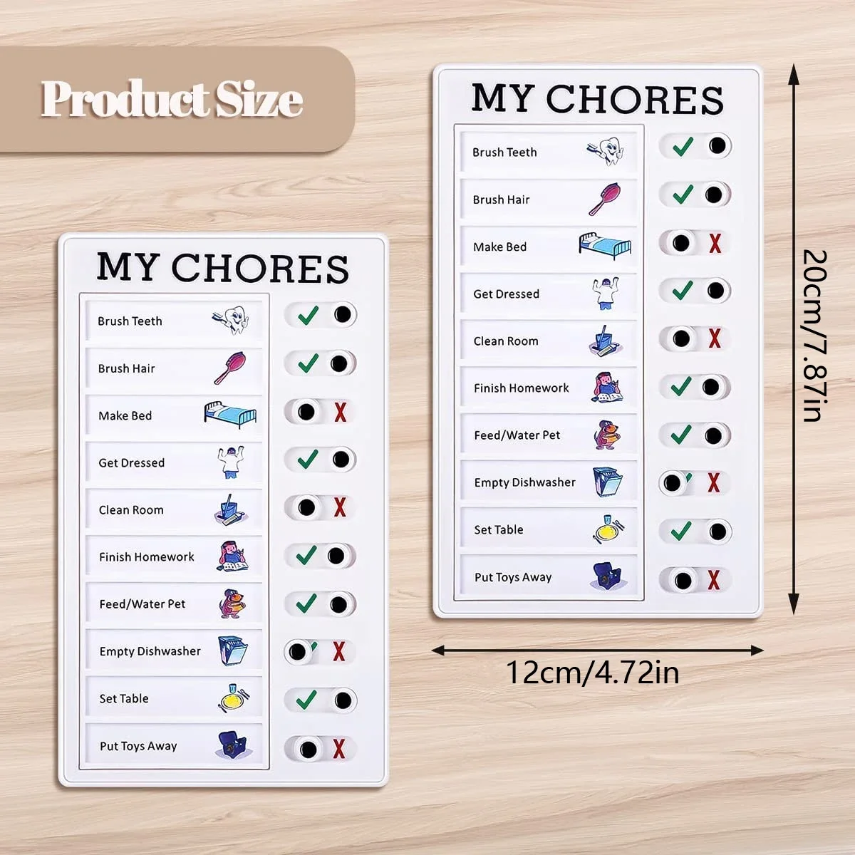 1 PC Kids Chore Chart with 5 Pcs Blank Card,Plastic Checklist Board with Detachable Cardstock to Do List for Routine Planning