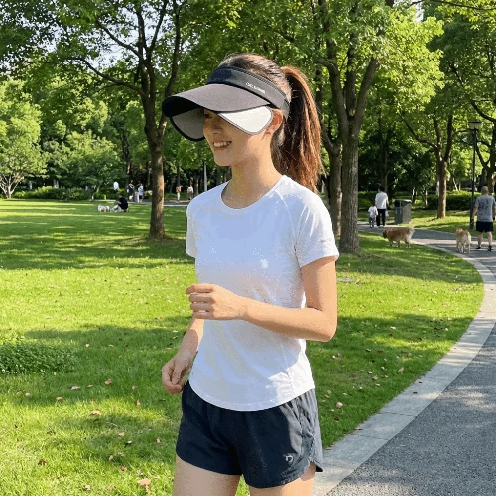 Breathable Sun Protection Hat Adjustable Lightweight Stretchable Brim Hat Polyester UV Protection Empty Top Sun Hat Sports view 4