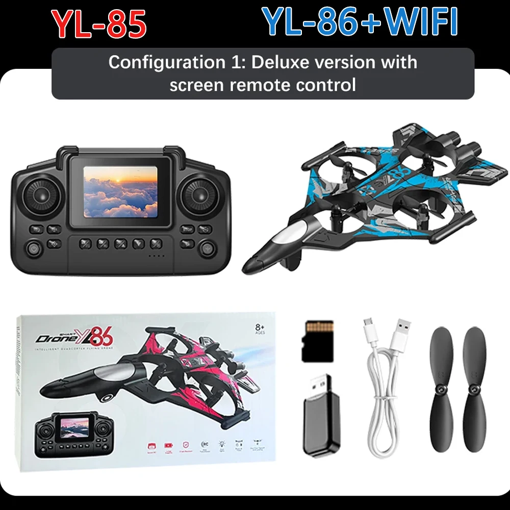 New YL85 YL86 foam RC airplane model 2.4G WiFi RC fighter jet aerobatic helicopter with colorful LED lights, toys for boys gifts