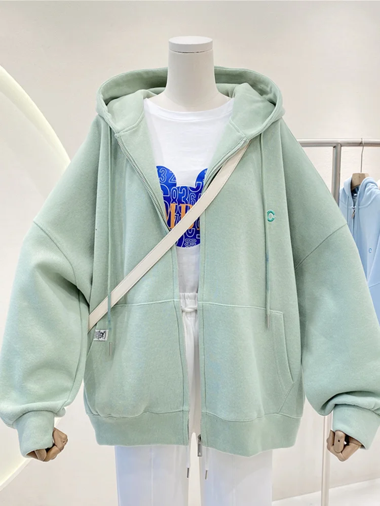 Cardigan Sweater Women Long-Sleeve Hooded Jacket Zipper Soft Simple Korean Long-Sleeved Hooded Cardigan Sweatshirt New