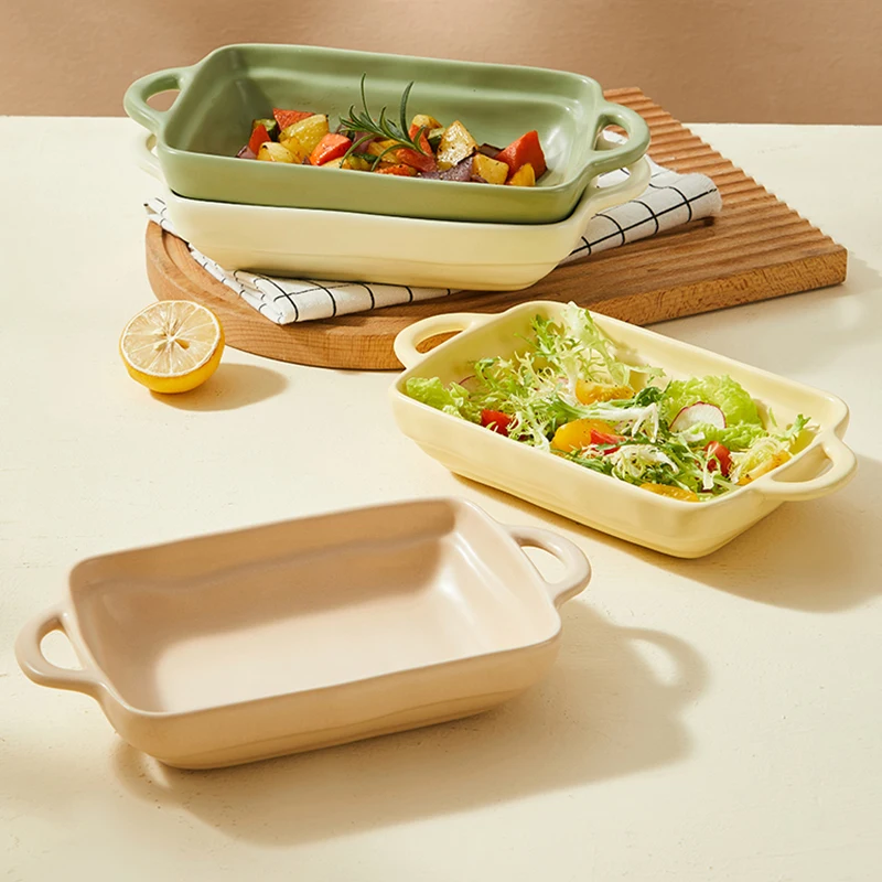 

Ceramic Cheese Baked Rice Baking Pan Binaural Baking Bowl Household Microwave Oven Special Utensils Cutlery