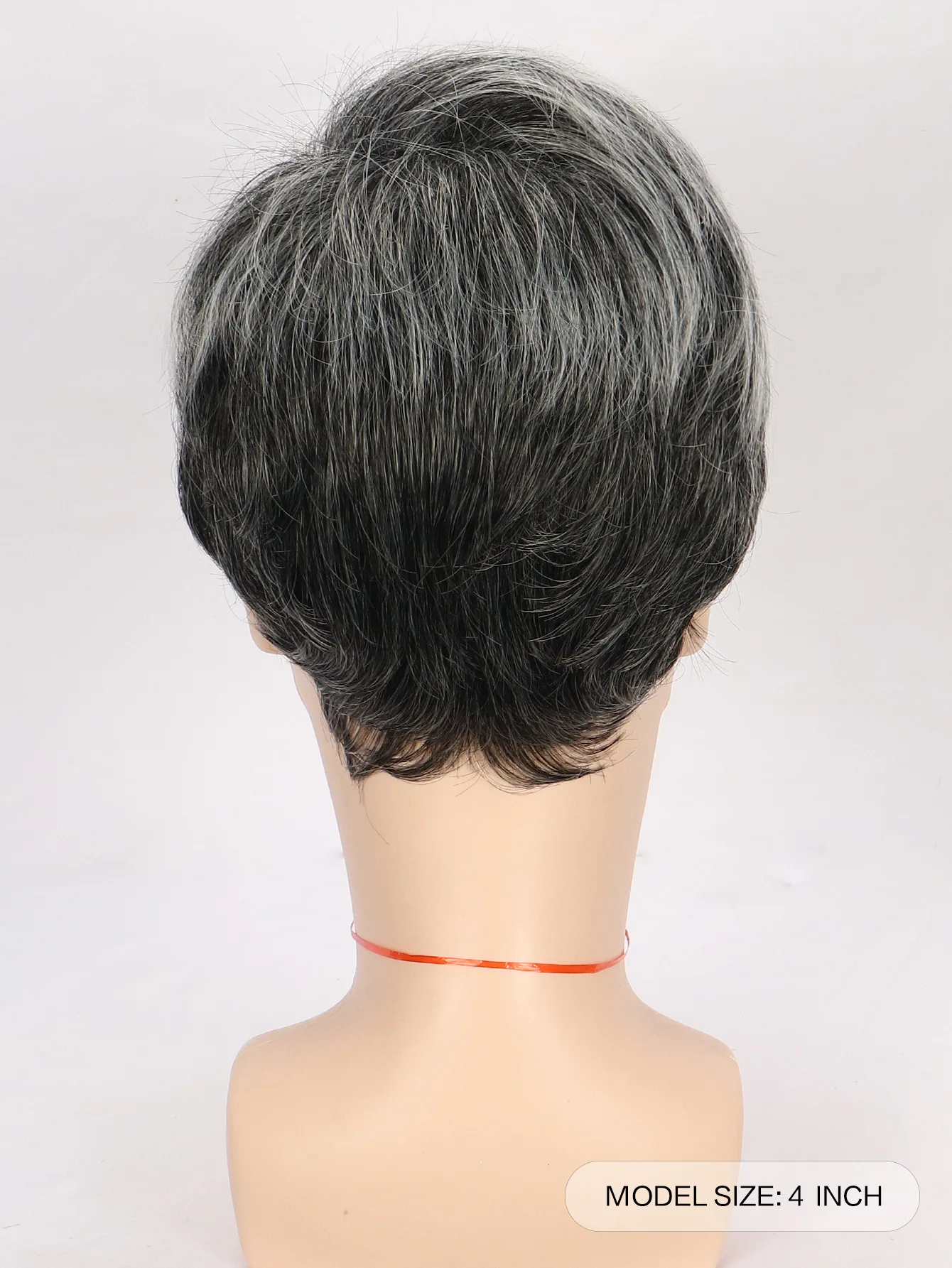 남성용 코스프레 가발 세트, 푹신한 짧은 곱슬 머리, 고온 와이어 로즈 네트, 할머니 그레이 컬러 가발