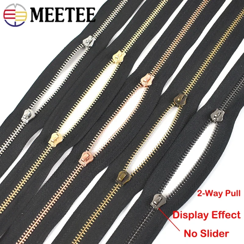 2/4Meter Meetee 5# Metal Zippers Tape for Sewing Bags Long Chain Zipper No Slider Garment Luggage Zip Repair Kit DIY Accessories