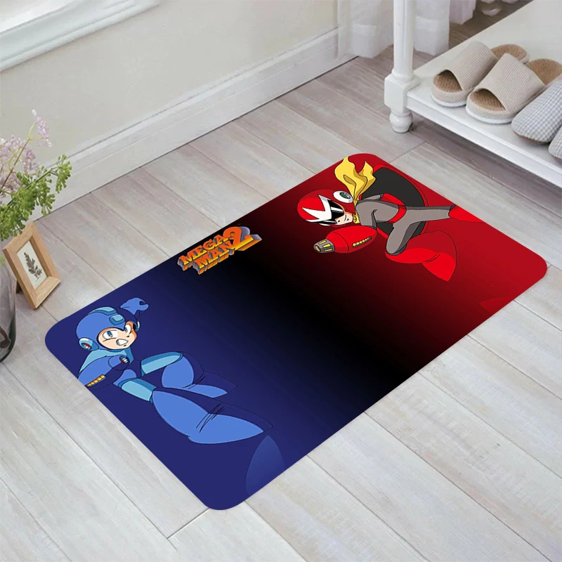 Rockman Game Mega Man Floor Mat Room Mats Home Balcony Kitchen Carpet Doormat Entrance Door Rugs Carpets Foot Rug Bathroom Bath