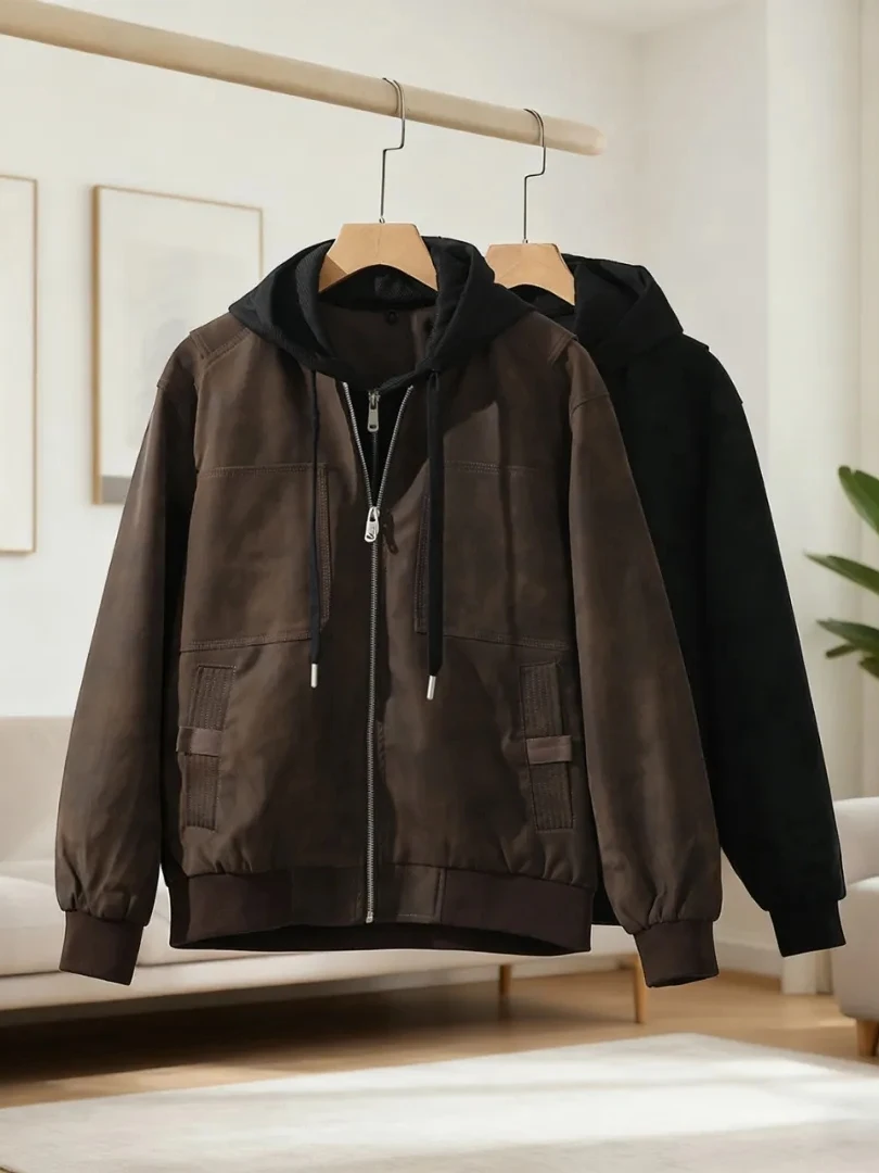 

Мужская повседневная куртка-жилет из искусственной кожи в стиле ретро с эффектом потертости, со съемным капюшоном, для активного отдыха, модная осенняя модель на молнии