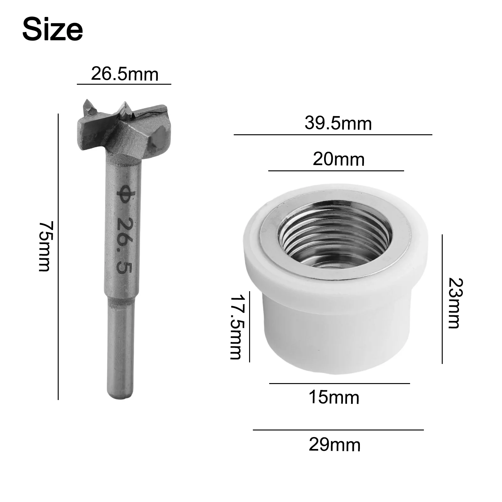 26.5mm Boring Drill Bit Boring Drill Bit Internal Thread Repair Tool Plumber Plastic Pipe Drill Repair Tool Kit 5 Pieces Set