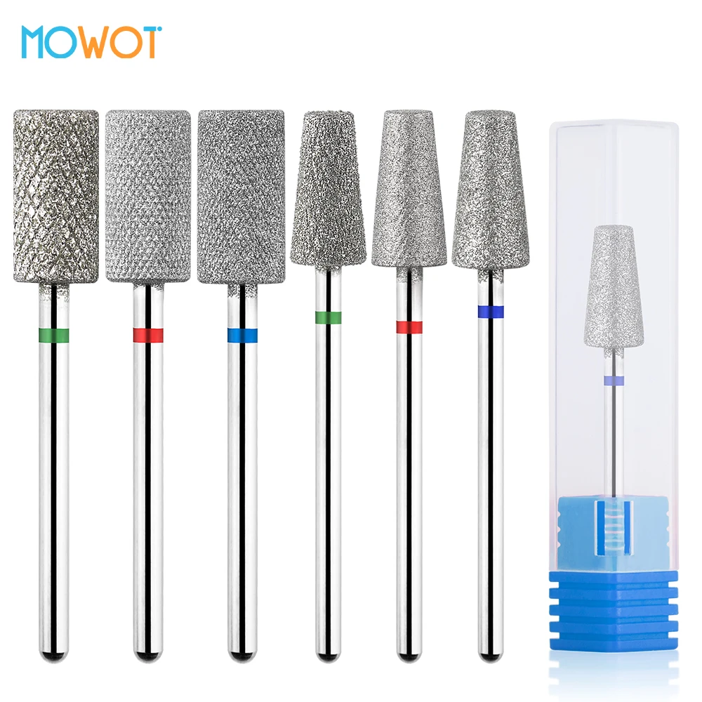 

MOWOT 1Pc Diamond Nail Drill Bits 3/32" Cross Teeth Barrel Cuticle Clean Burr Manicure Bit Rotary Electric Nail File Salon Tools