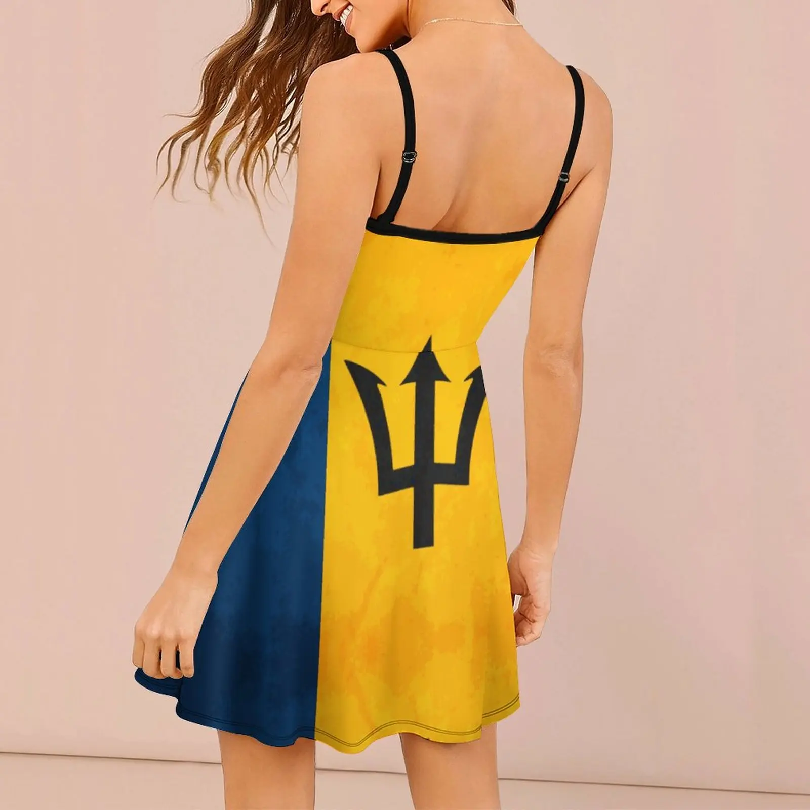 Exotic Barbados  Barbadian Flag  National Flag of Barbados Women's Sling Dress Humor Graphic  Parties Woman's Clothing Dresses U