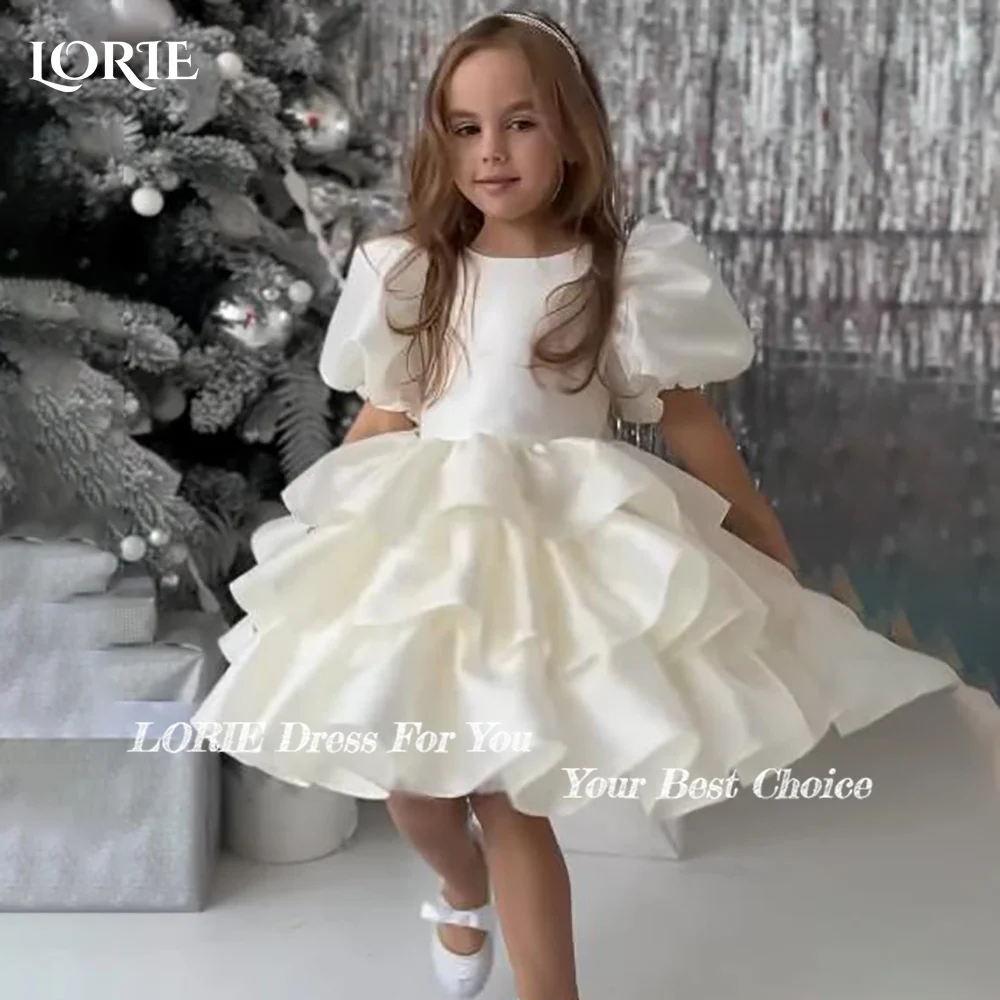 LORIE Girl Peony Lace Back A-Line Straight Tutu Tulle Party Flower Girl Dress Csustomized Flowers Girls Dress