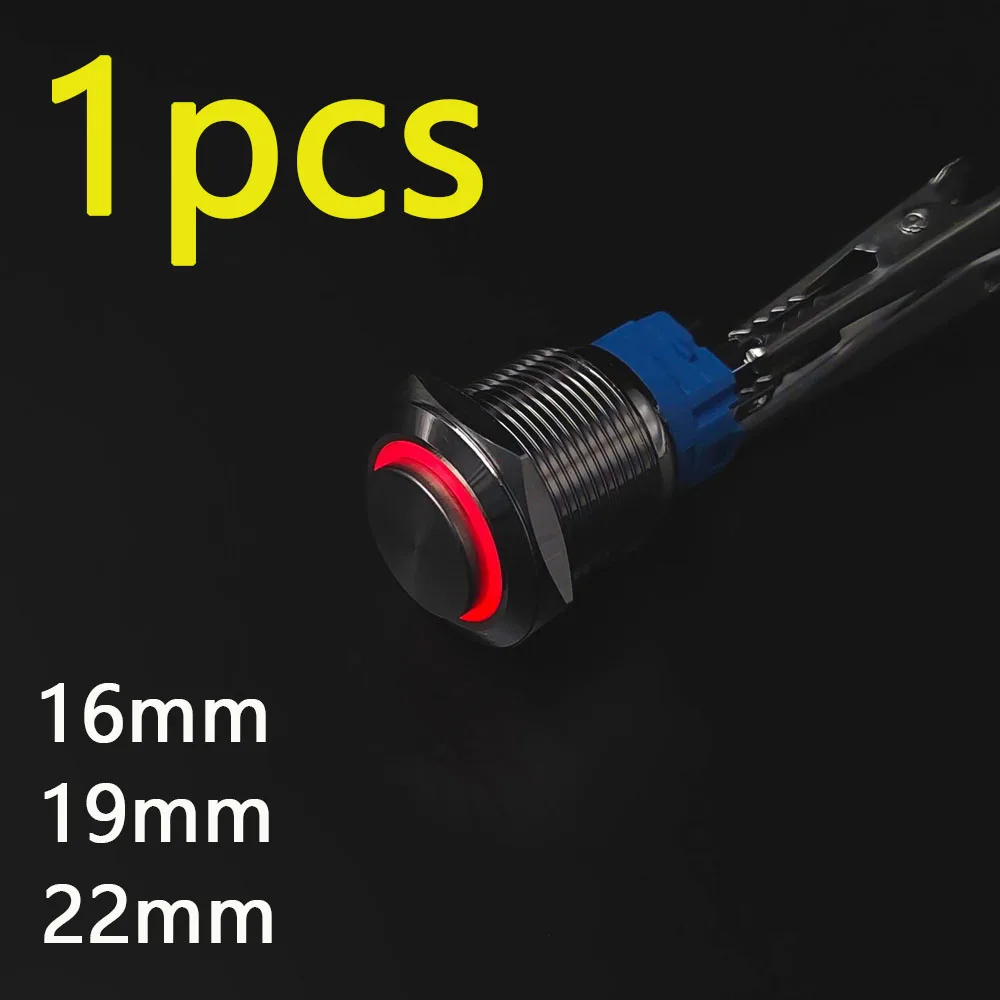12v Switch 16mm 19mm 22mm LED Light Metal Push Button On Off Momentary Latching Waterproof High Head 1NO1NC 5v 6v 24v 220v Red