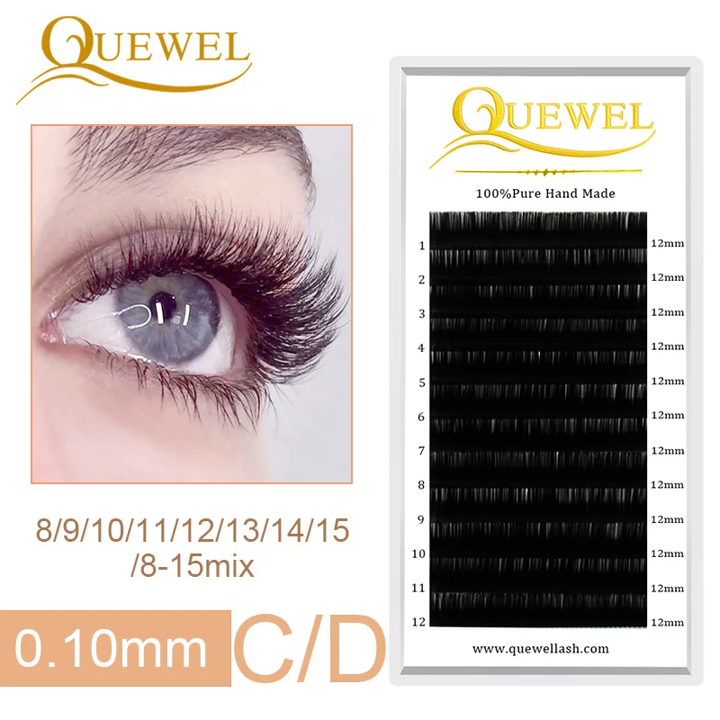 Quewel Individual Eyelash Extensions False Mink Lashes Professional Silk Lash Extension Wholesale Single EyeLashes Makeup Cilia