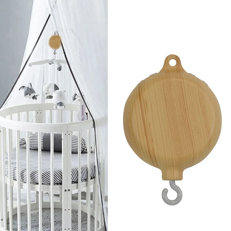 Box Wieg Muzikale Muziek Baby Mobiel Bed Opknoping Bell Elektrische Roterende Speelgoed Motor Accessoire Hanger Speelgoed Kinderkamer Speelt Houtnerf