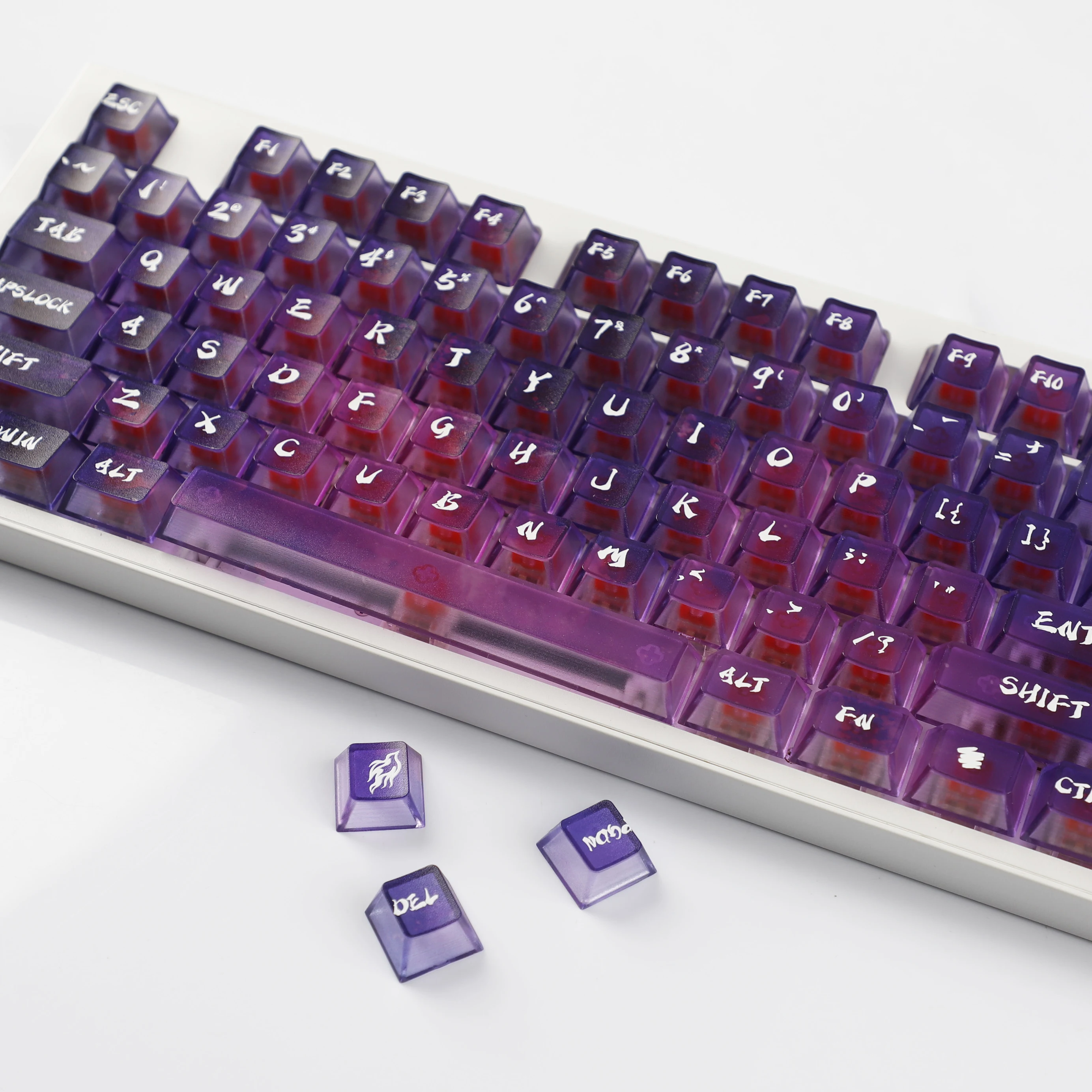 YMDK 119 مفاتيح ستار ماتي PC تألق من خلال أغطية مفاتيح ملف تعريف الكرز للوحة المفاتيح الميكانيكية 61/64/68/84/87/98/104/108 MX #4