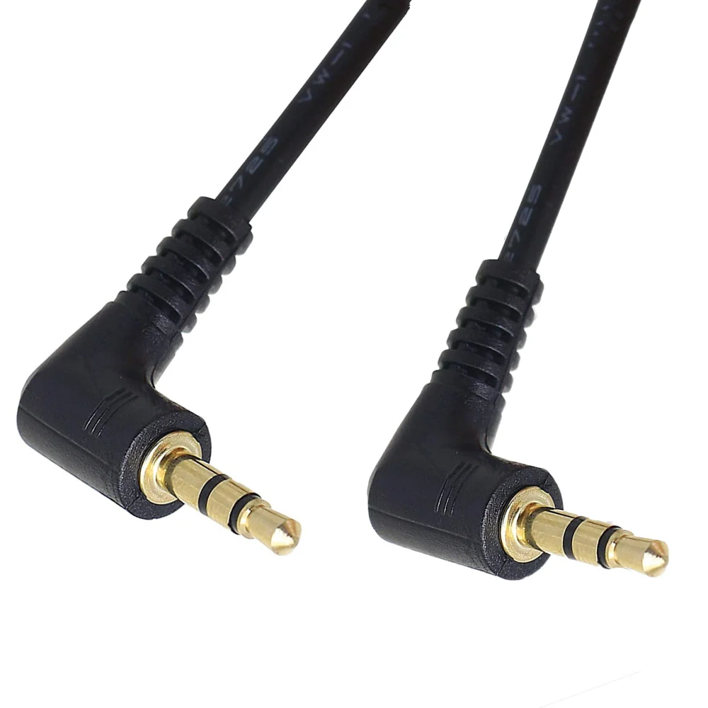 Nku 3.5mm TRS Aux Cable Gold Plated 90 Degree Angled 3.5mm Male-Male Stereo Audio Cable for MP3/MP4 Player Speaker Car Music