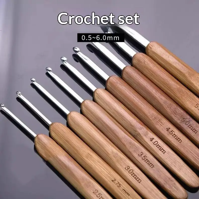 1/6/11Pcs Bamboo Handle Crochet Hooks Ergonomic Weave Needles Craft DIY Sewing Tool 0.5-6.0mm Simple And Easy To Use