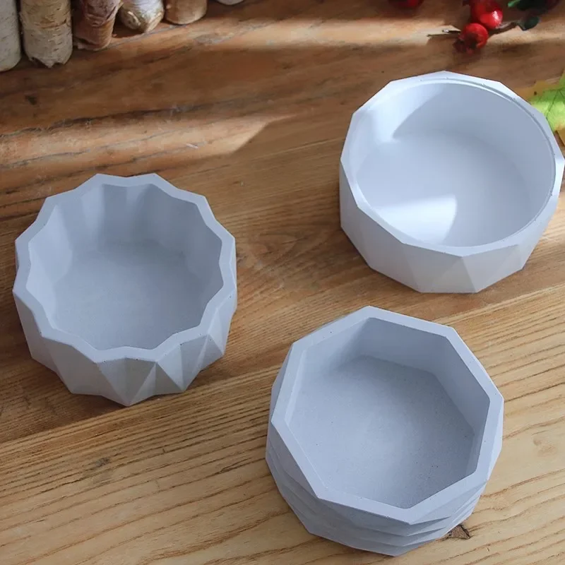 Large round Storage Box Silicone Mold for Succulent Flower Pot DIY Craft Cement Concrete Plaster Mould