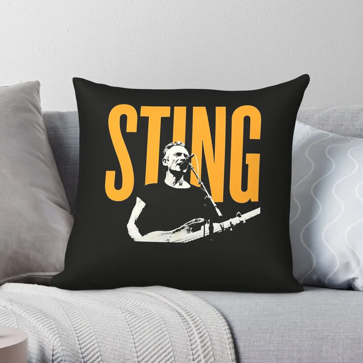 Sting Bergitar Square Pillowcase Polyester Linen Velvet Creative Zip Decorative Pillow Case Car Cushion Cover 45x45