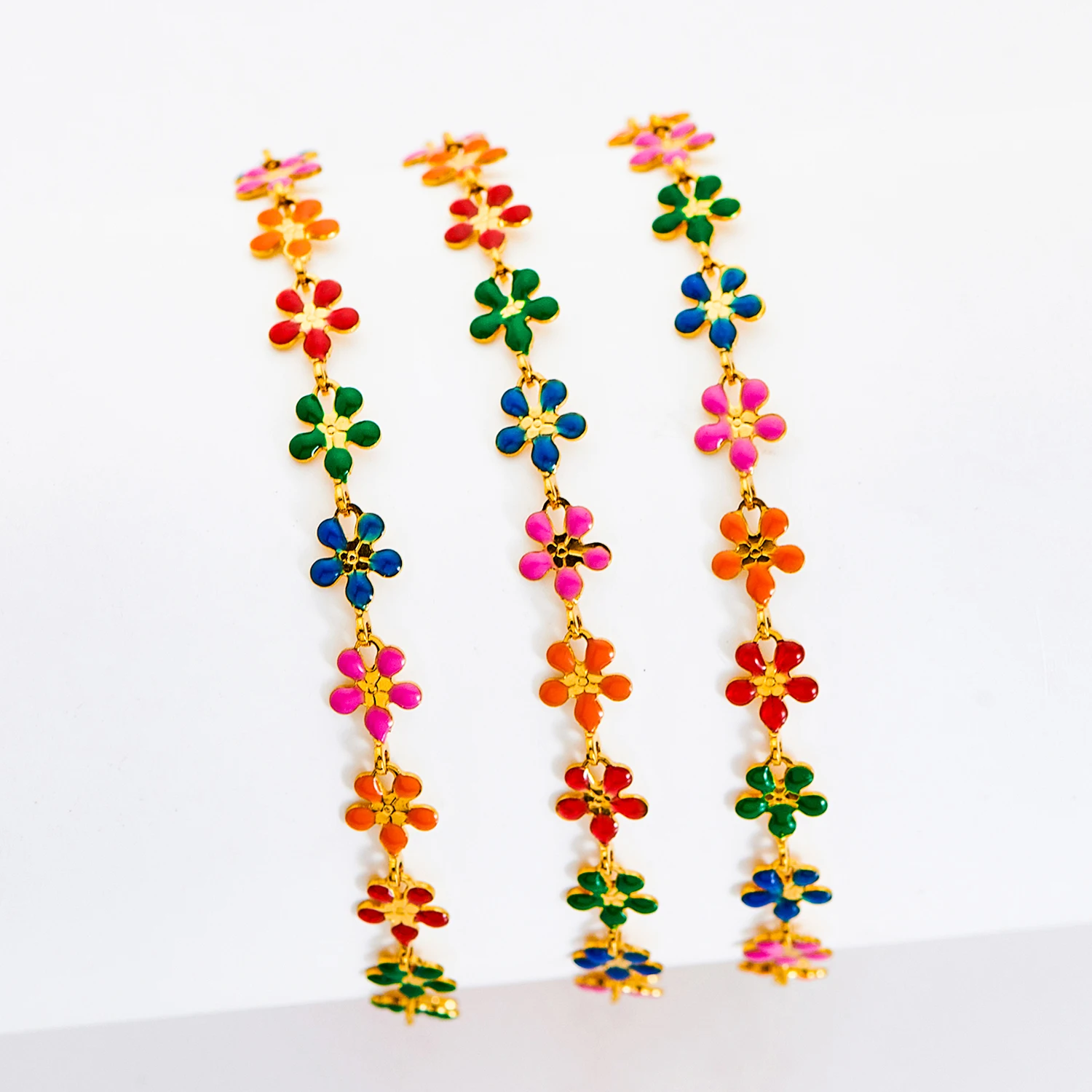 Handgefertigte Süße Kleine Blumenkette für Damen, Schmuck, Emaille-Gänseblümchen-Anhänger, Edelstahl-Halskette – Detail 2