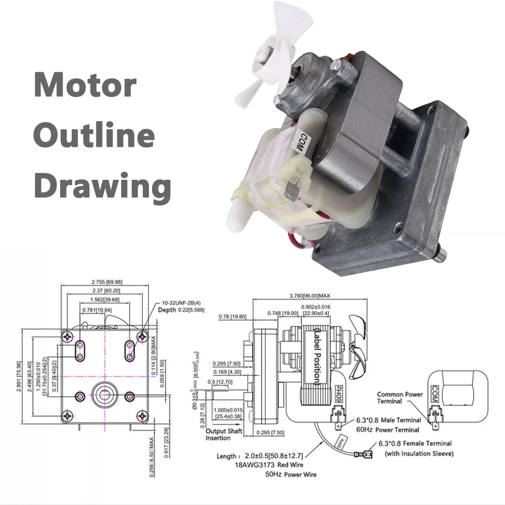 B3715UI‑095 Vertical Toaster Motor, High‑Torque 30W Genuine Replacement Motor for Roundup Conveyor Toaster Spare Parts