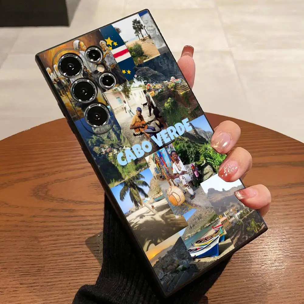 أفريقيا كيب فيردي جواز السفر العلم حالة الهاتف لسامسونج S22، S24، S20، S25، S23، S30، S21، الترا، زائد، 5G، Fe، لايت غطاء أسود #6