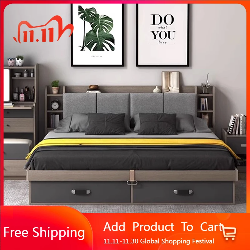 

Vintage Trendy Bed European Unique Safe Sleeping Fashion Interior Chinese Style Salon Bed Big Size Muebles Trendy Furniture